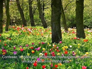 Confesso a todos que encaminho mensagens ocupamConfesso a todos que encaminho mensagens ocupam
um lugar cativo na minha vida.um lugar cativo na minha vida.
 