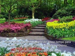 Vale a pena dedicarmos parte do nosso tempo para espalhar  atenção, carinho e amor ao próximo, com um simples comando de enviar. 