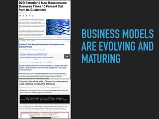 BUSINESS MODELS
ARE EVOLVING AND
MATURING
 