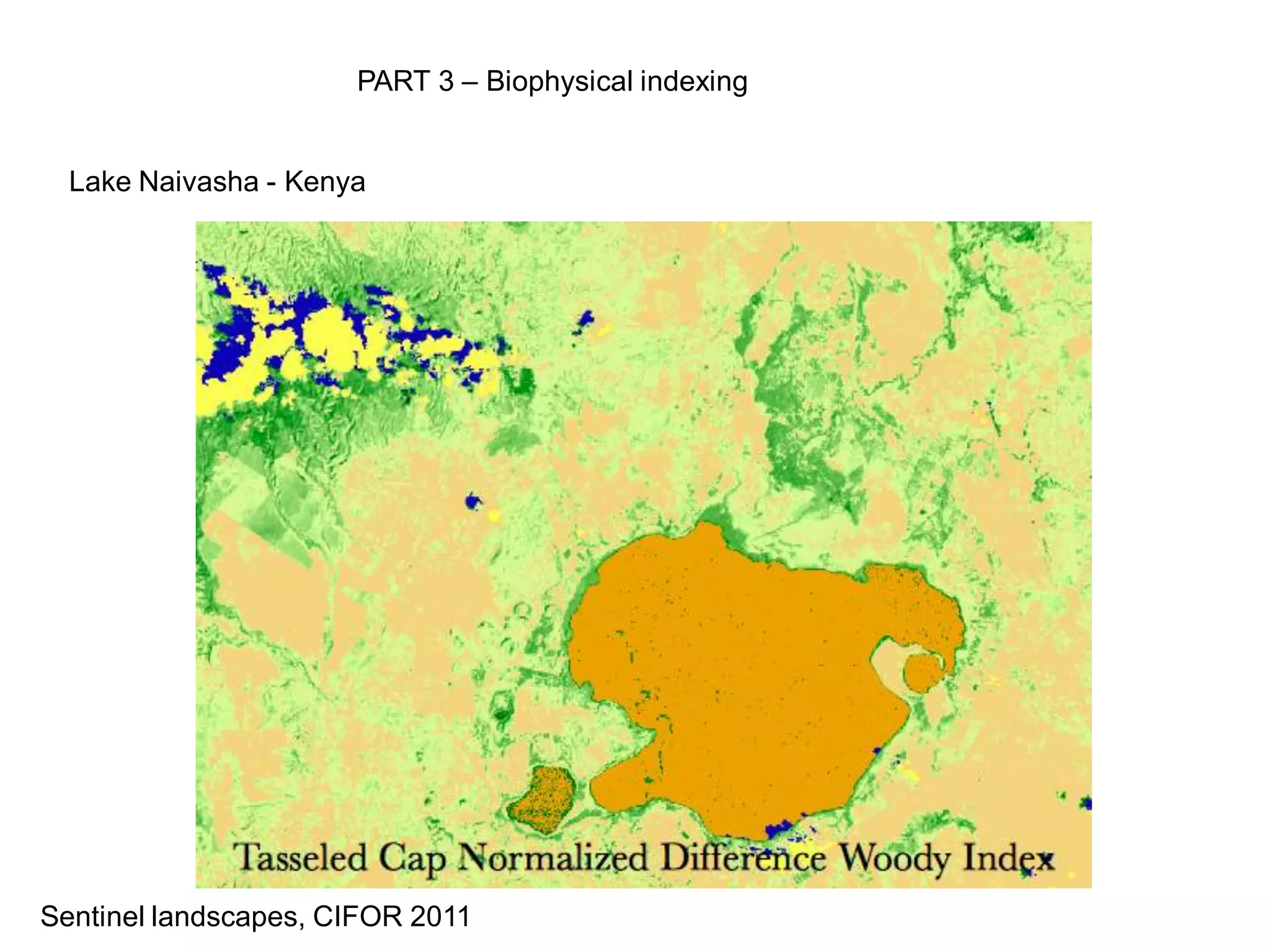 PART 3 – Biophysical indexing


  Lake Naivasha - Kenya




Sentinel landscapes, CIFOR 2011
 