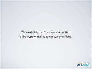 W okresie 7 lipca - 7 września zebraliśmy
3486 wypowiedzi na temat systemu Piano.
 