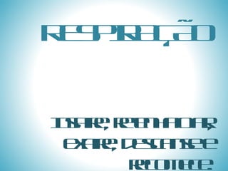 Inspire, retenha o ar, expire, descanse e recomece. RESPIRAÇÃO 