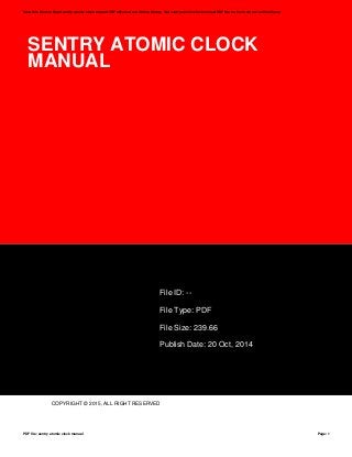 Sentry atomic clock manual