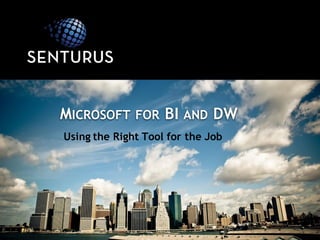 Using the Right Tool for the Job
MICROSOFT FOR BI AND DW
 