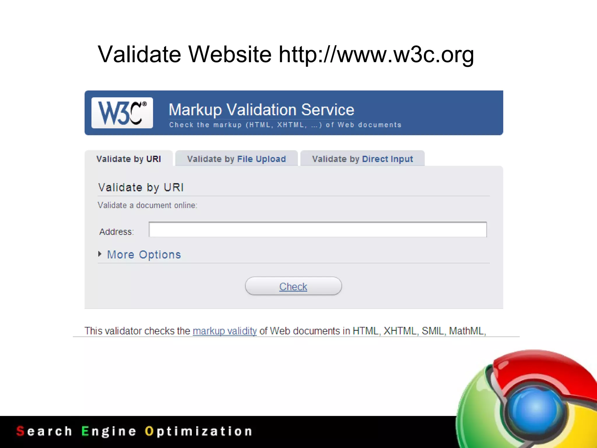 Validate Website  http :// www . w3c . org   