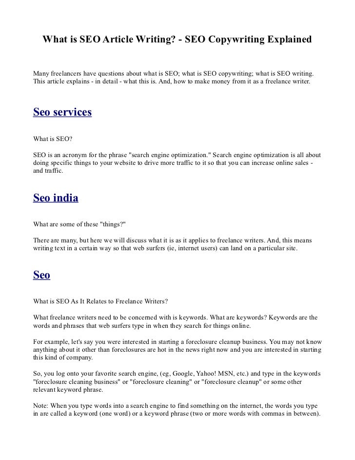 Seo article writing questions