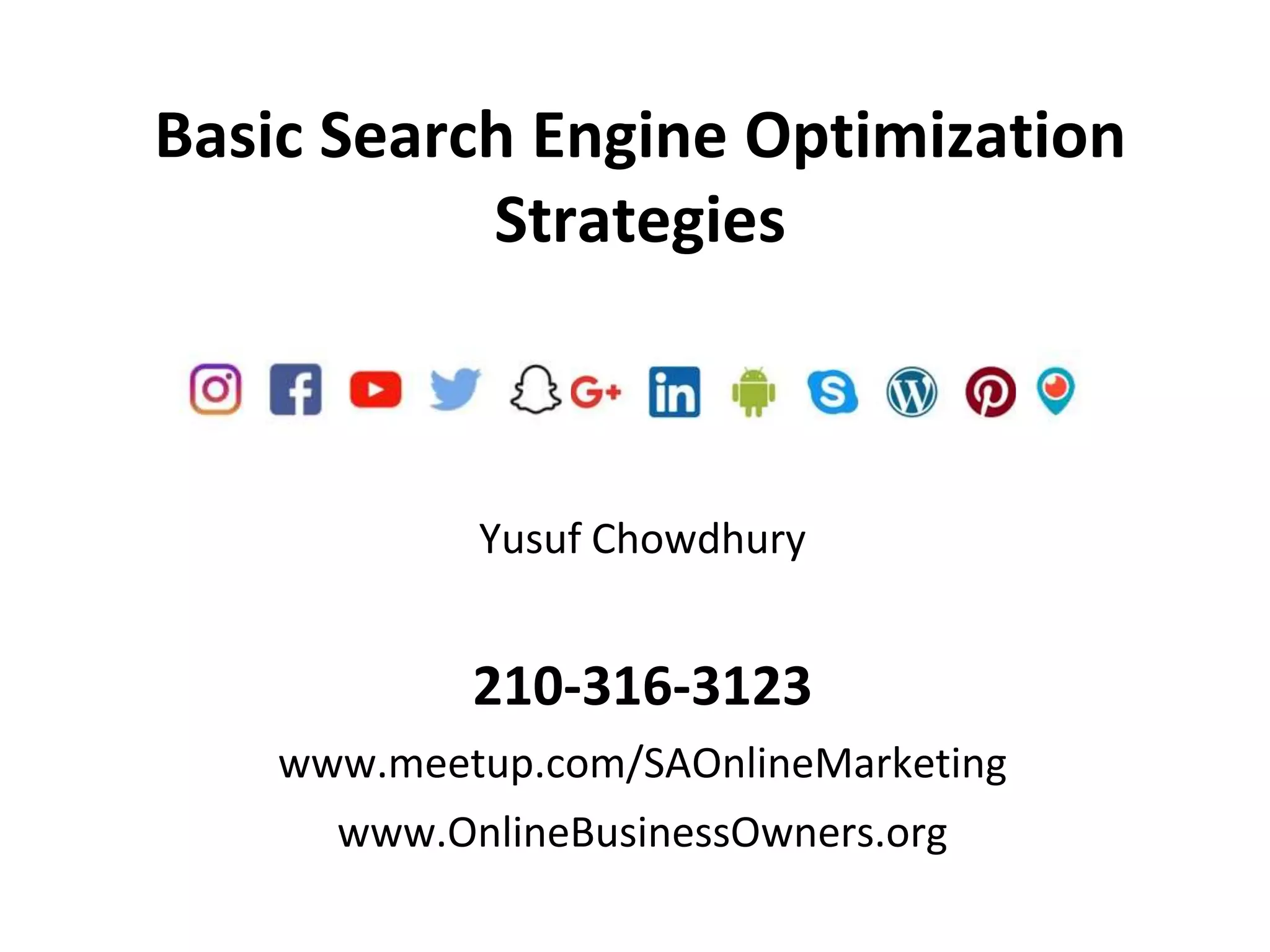 Basic Search Engine Optimization Strategies | PPT