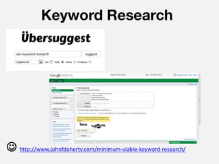 Keyword Research




 http://www.johnfdoherty.com/minimum-viable-keyword-research/
 