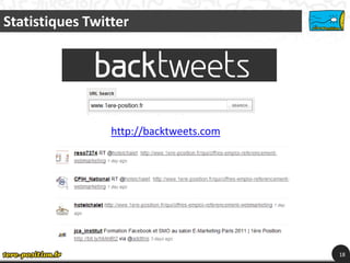Statistiques Twitter




                 http://backtweets.com




                                         18
 