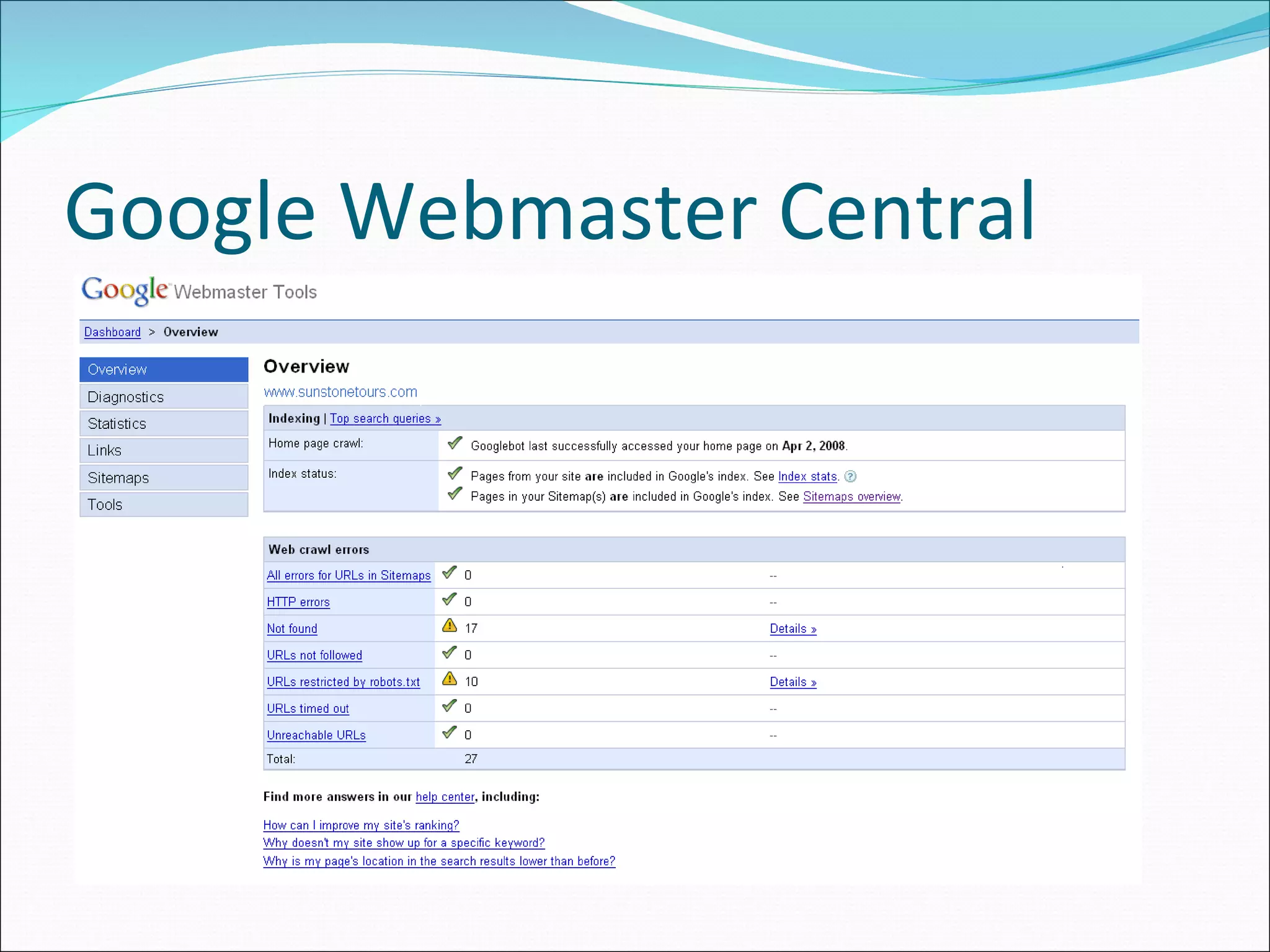 Google Webmaster Central 