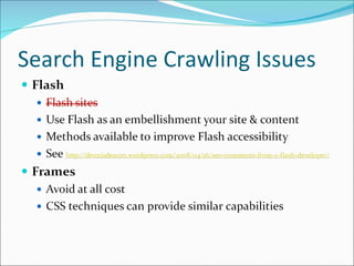 Search Engine Crawling Issues 