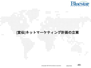 2015/7/25(c)Copyright 2007-2014 by Bluestar Corporation -49-
[宣伝]ネットマーケティング計画の立案
 