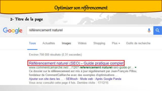 Optimiser son référencement
2- Titre de la page
 