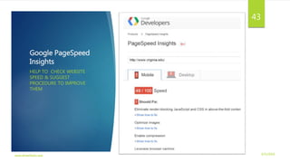 Google PageSpeed
Insights
HELP TO CHECK WEBSITE
SPEED & SUGGEST
PROCEDURE TO IMPROVE
THEM
3/21/2016www.dineshbabu.asia
43
 
