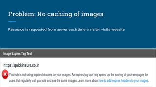 Problem: No caching of images
Resource is requested from server each time a visitor visits website
 