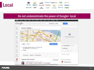 Local

        Do not underestimate the power of Google+ local




                                                          11
 