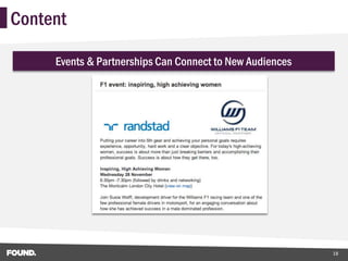 Content

     Events & Partnerships Can Connect to New Audiences




                                                          18
 