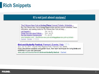 Rich Snippets

                It’s not just about reviews!




                                               4
 