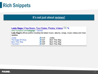 Rich Snippets

                It’s not just about reviews!




                                               5
 