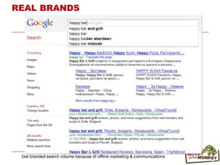 Get branded search volume because of offline marketing & communications
REAL BRANDS
 