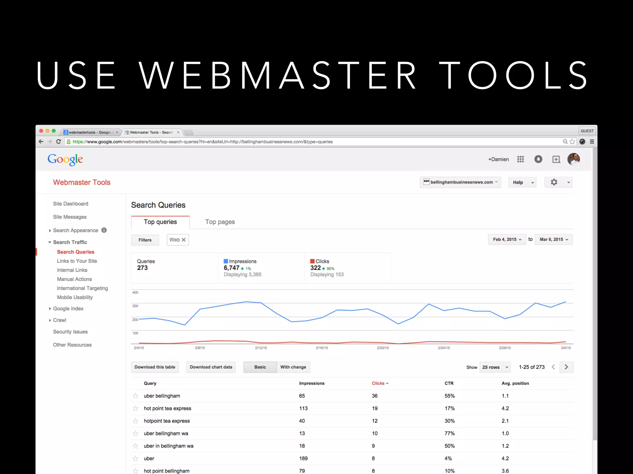 U S E W E B M A S T E R T O O L S
 