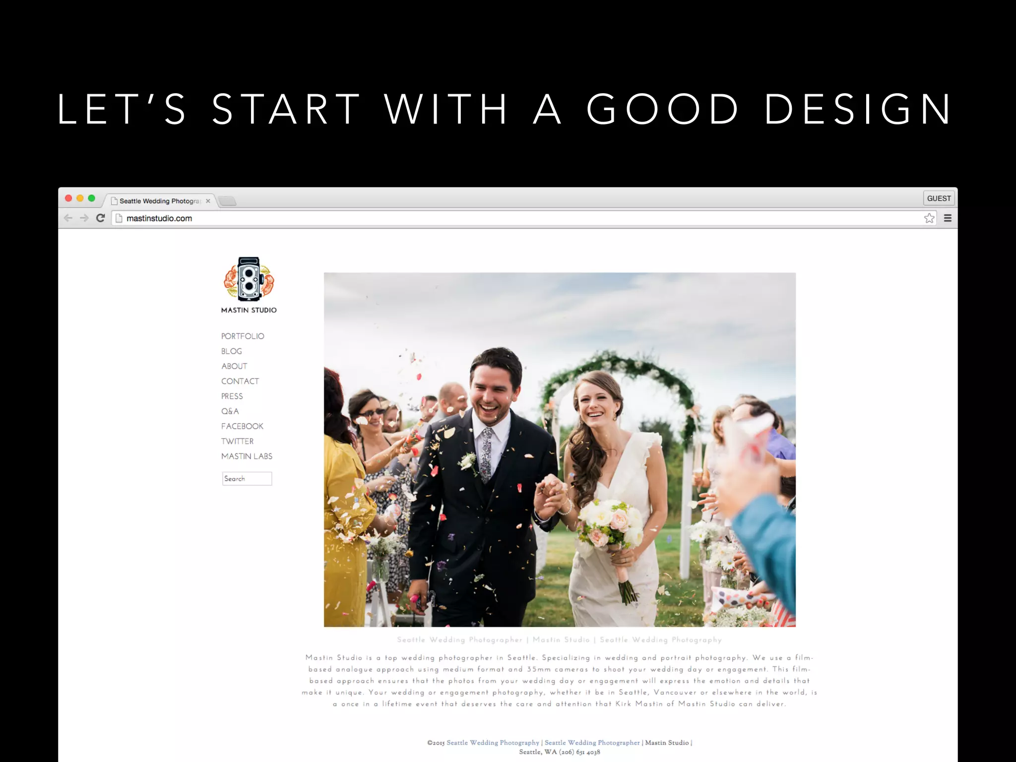 L E T ’ S S TA R T W I T H A G O O D D E S I G N
 