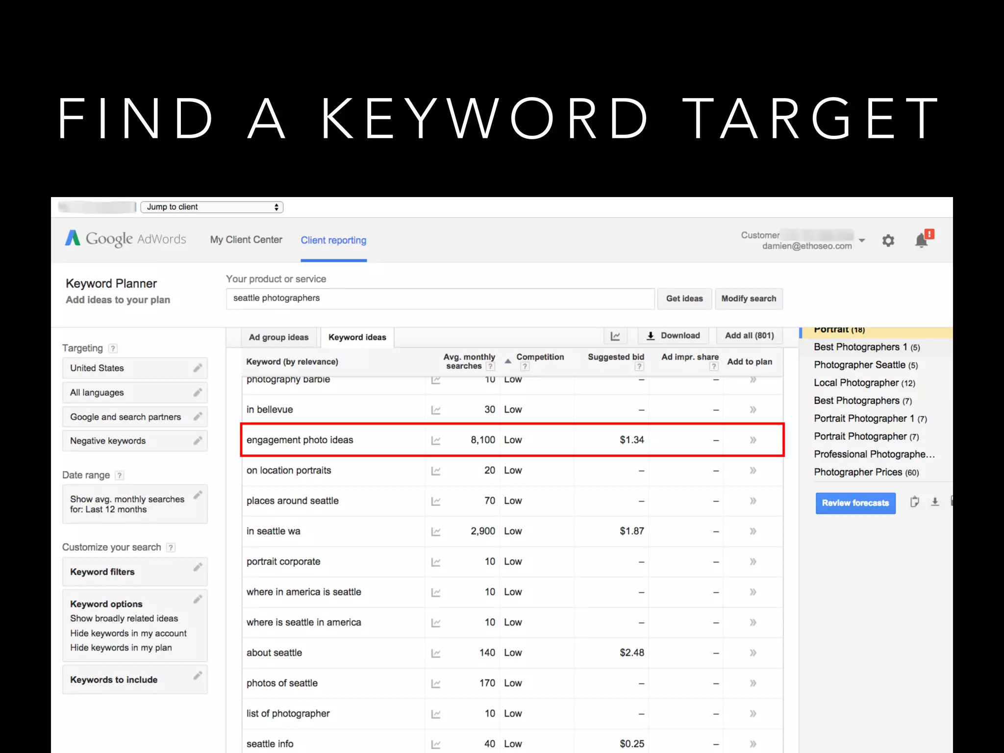 F I N D A K E Y W O R D TA R G E T
 