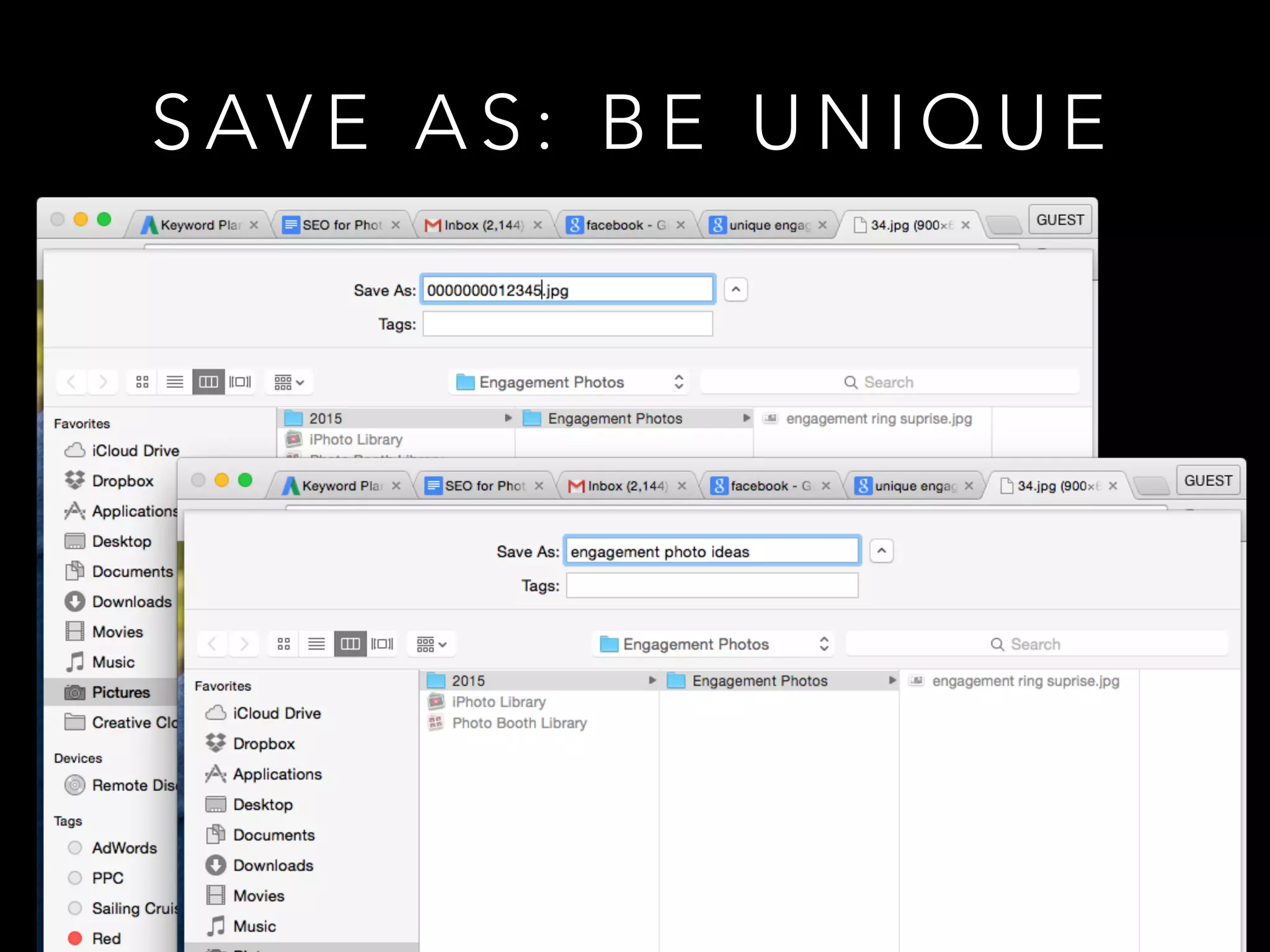 S AV E A S : B E U N I Q U E
 