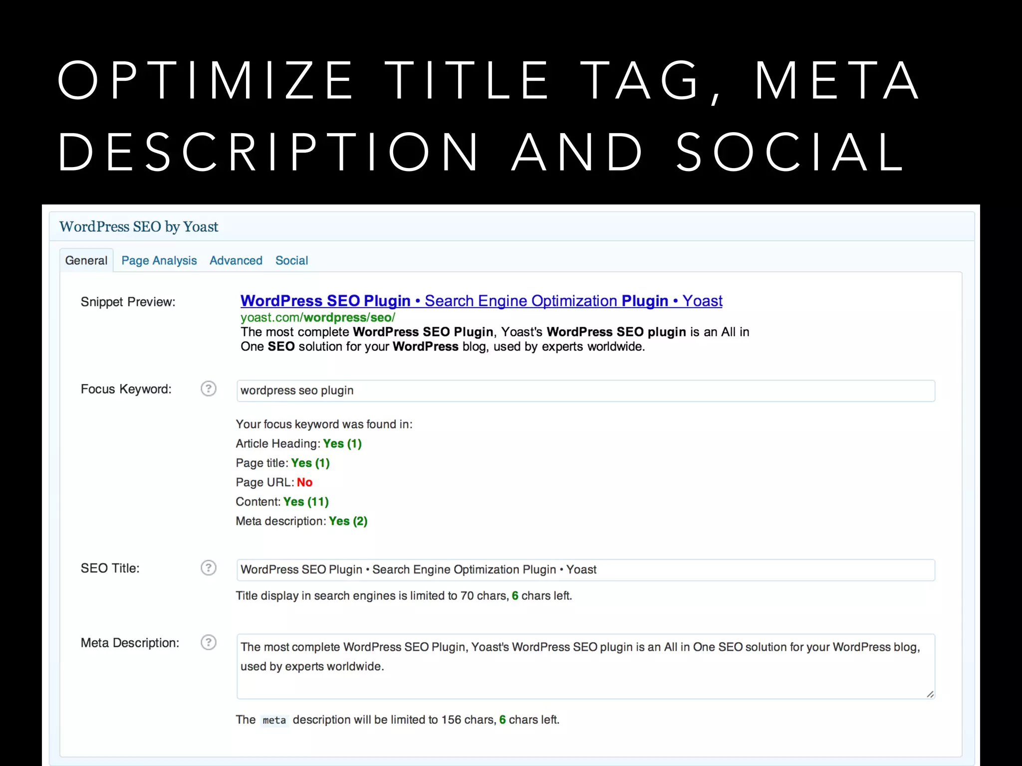 O P T I M I Z E T I T L E TA G , M E TA
D E S C R I P T I O N A N D S O C I A L
 