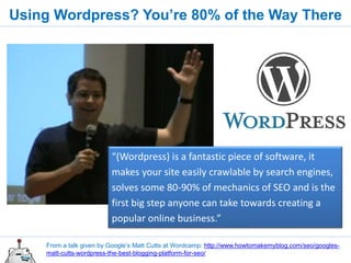 If You Use Wordpress, Read This
http://yoast.com/articles/wordpress-seo/ - I also recommend Joost’s plugin “Wordpress SEO”
 