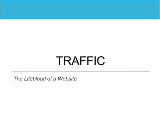 TRAFFIC
The Lifeblood of a Website
 