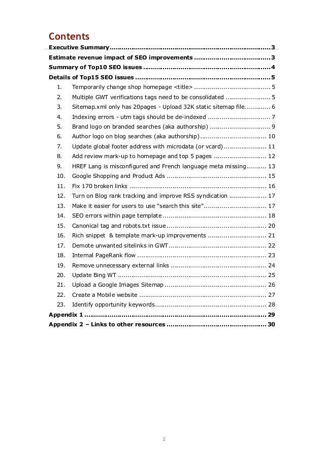 example seo audit