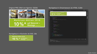Original PNG 24bit von Agentur: 662kb
Nachgebaut in Illustrator als SVG: 1kb
Nachgebaut in Dreamweaver als HTML: 0,6kb
Quelle: Fenestra
 