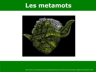 Les metamots
http://www.la-revanche-des-sites.fr/blog/semantique-seo-petit-precis-semantique-usage-honnetes-gens-1587
 