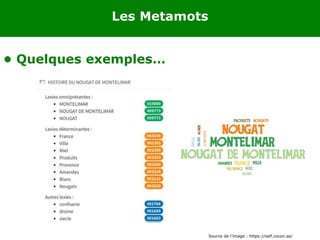 Les Metamots
• Quelques exemples…
Source de l’image : https://self.cocon.se/
 