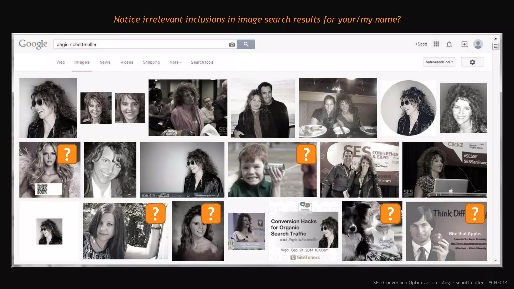 LEVERAGE CAPTIONS
:: SEO Conversion Optimization - Angie Schottmuller - #CH2014
 