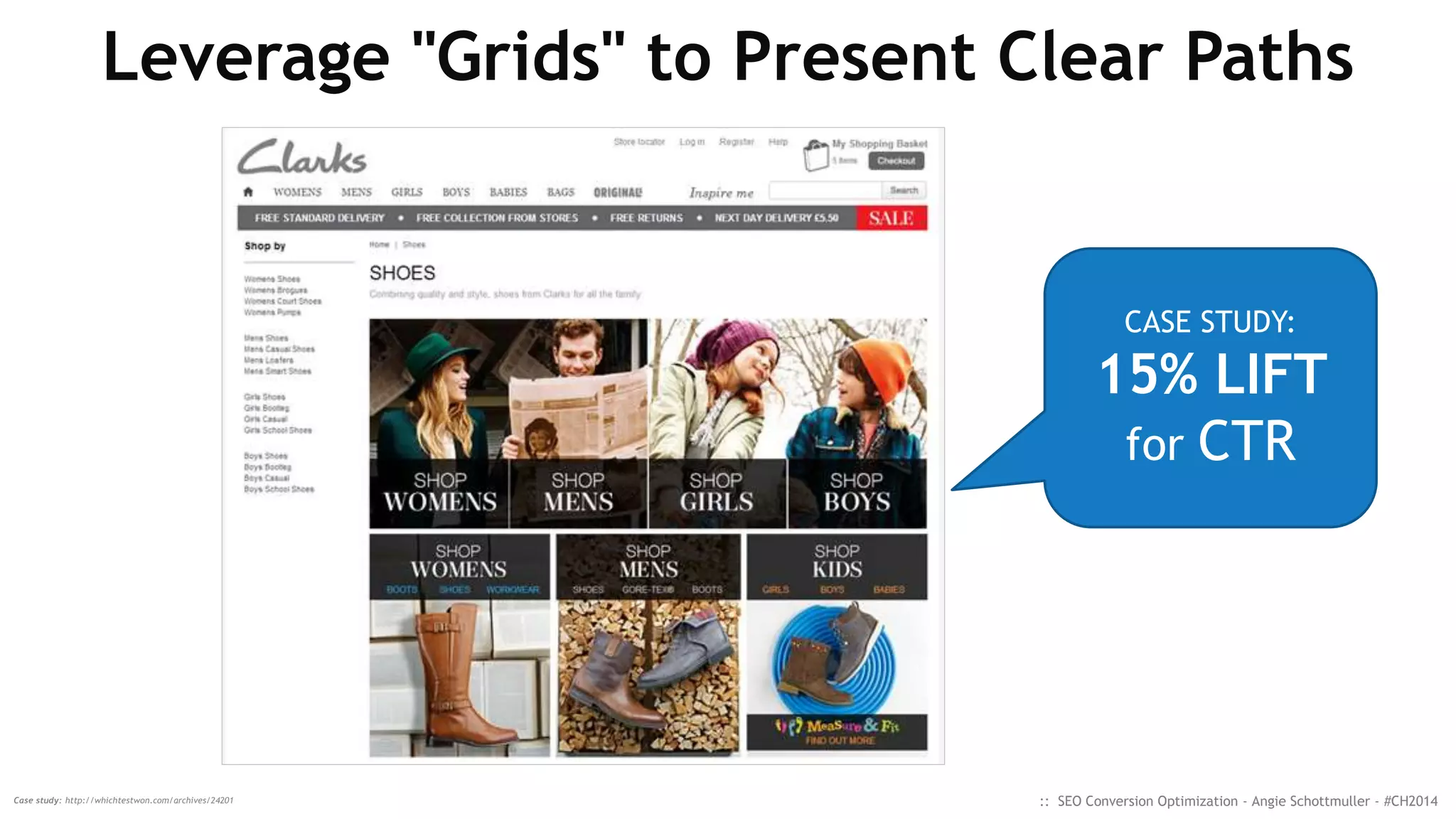 Home Page Conversion Goal =
SEGMENTATION
CLICK-THROUGH EXAMPLE:
:: SEO Conversion Optimization - Angie Schottmuller - #CH2014Image source: enterrasolutions.com
MARKETERS DEVELOPERS
 