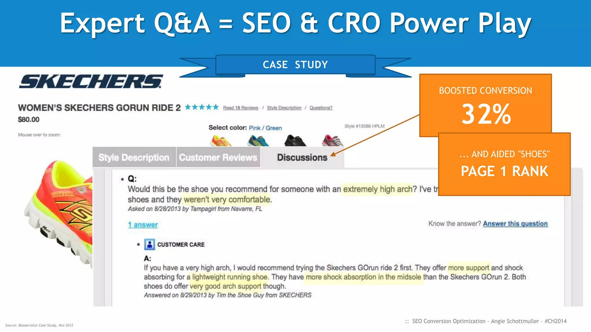 BTW, users search for "reviews",
NOT "testimonials"
(Use keywords that aid rankings and maintain scent.)
:: SEO Conversion Optimization - Angie Schottmuller - #CH2014(It's a generalization. Naturally a few folks search for "testimonials." (Most likely to compare search volume to queries for "reviews.")
 