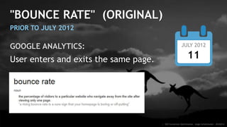 TRACK "BOUNCE"
CORRECTLY
:: SEO Conversion Optimization - Angie Schottmuller - #CH2014
 