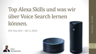 Top Alexa Skills und was wir
über Voice Search lernen
können.
SEO Day Köln – 08.11.2018
10.11.2018VoiceSearch
1
 
