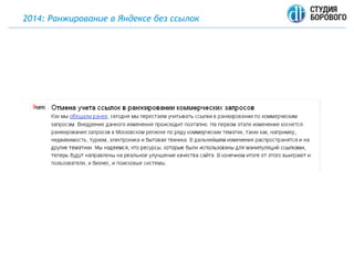 2014: Ранжирование в Яндексе без ссылок
 