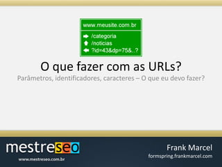 O quefazer com as URLs?Parâmetros, identificadores, caracteres – O queeudevofazer?