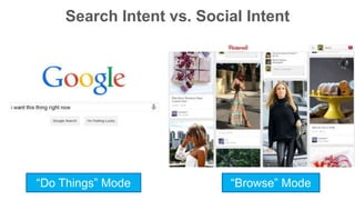 Search Intent vs. Social Intent 
“Do Things” Mode “Browse” Mode 
 