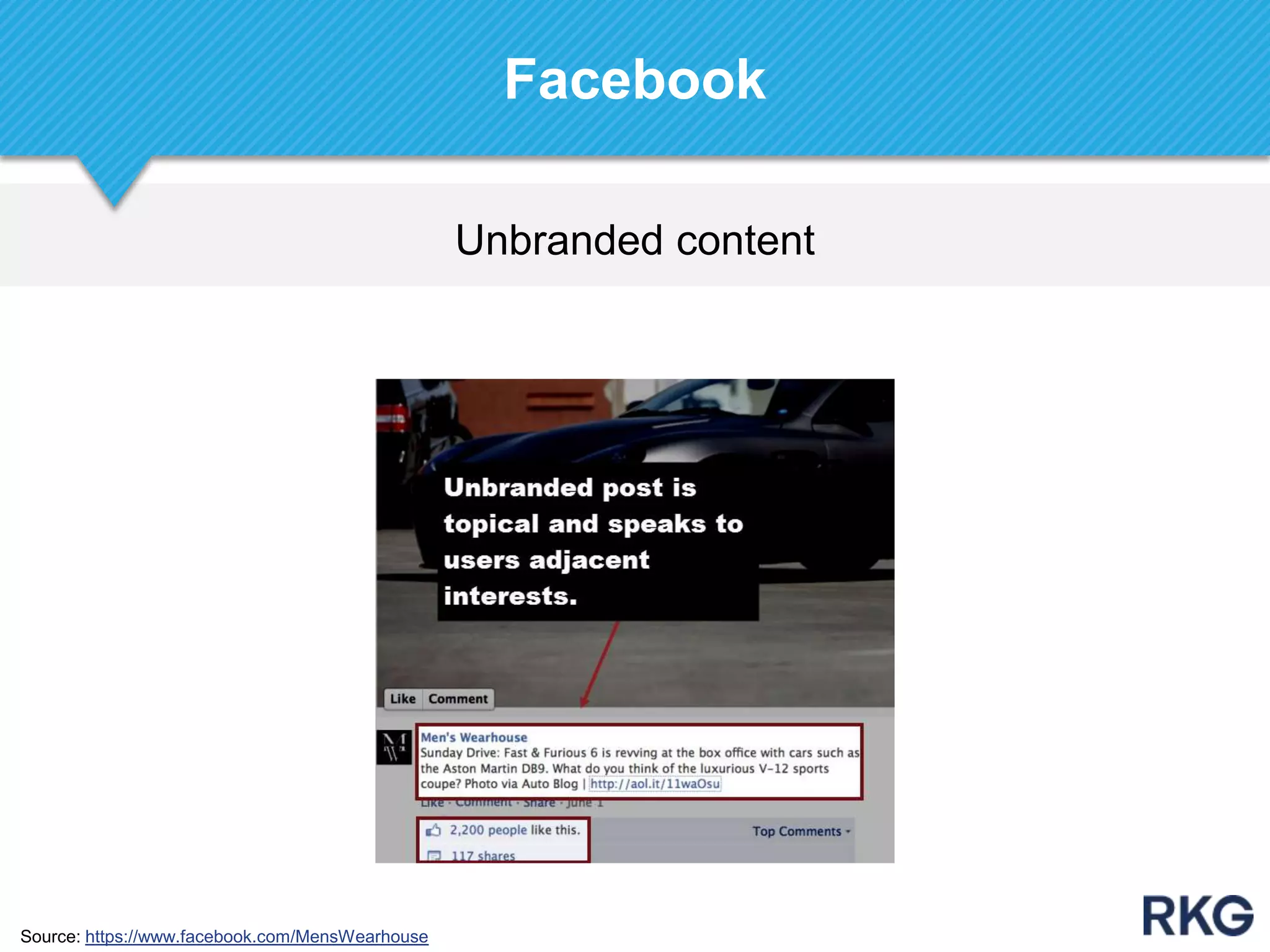 Unbranded content
Facebook
Source: https://www.facebook.com/MensWearhouse
 
