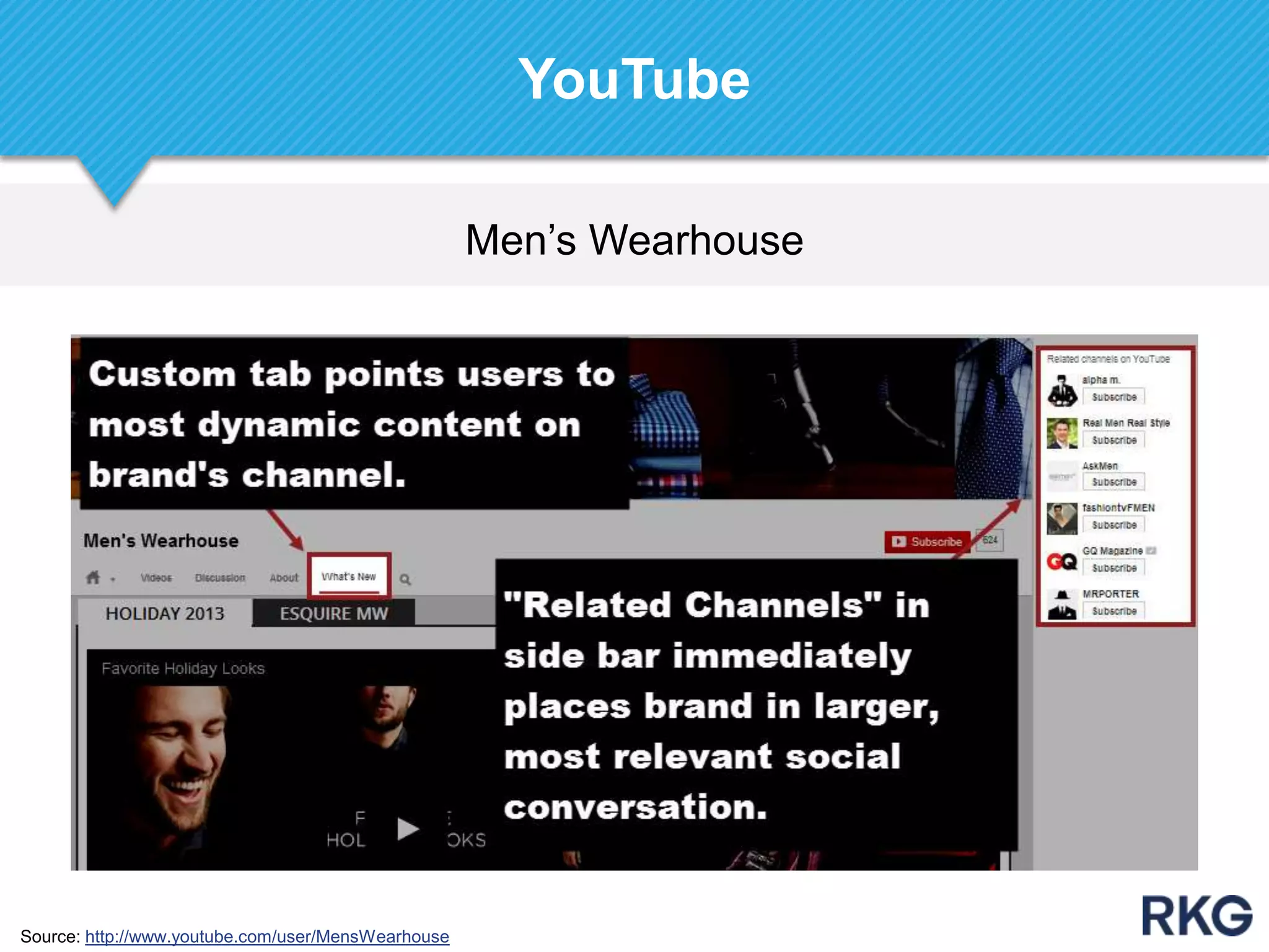 Men‟s Wearhouse
YouTube
Source: http://www.youtube.com/user/MensWearhouse
 