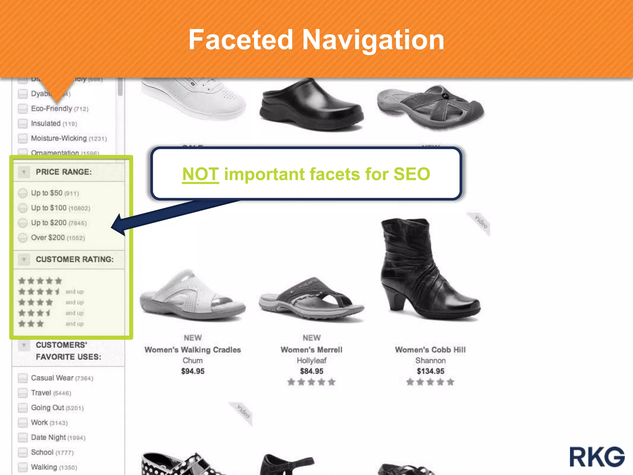 Faceted Navigation
NOT important facets for SEO
 