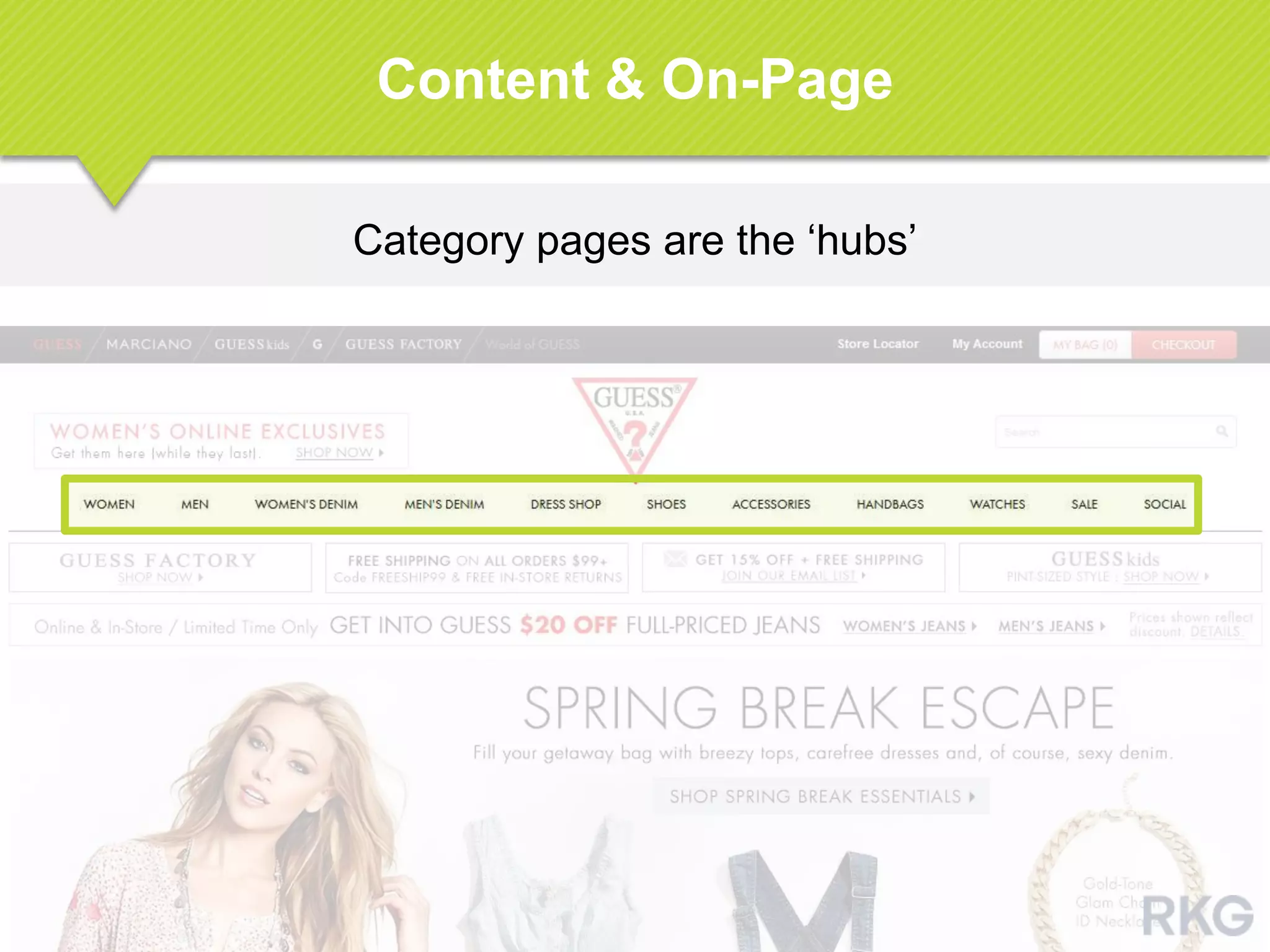 Category pages are the „hubs‟
Content & On-Page
 