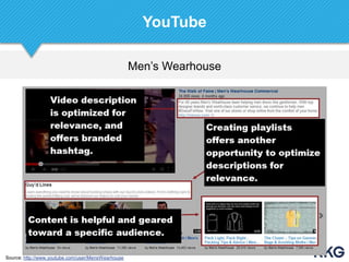 Men‟s Wearhouse
YouTube
Source: http://www.youtube.com/user/MensWearhouse
 