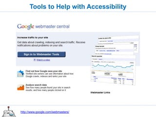Tools to Help with Accessibility




Shameless Plug: http://pro.seomoz.org/
 