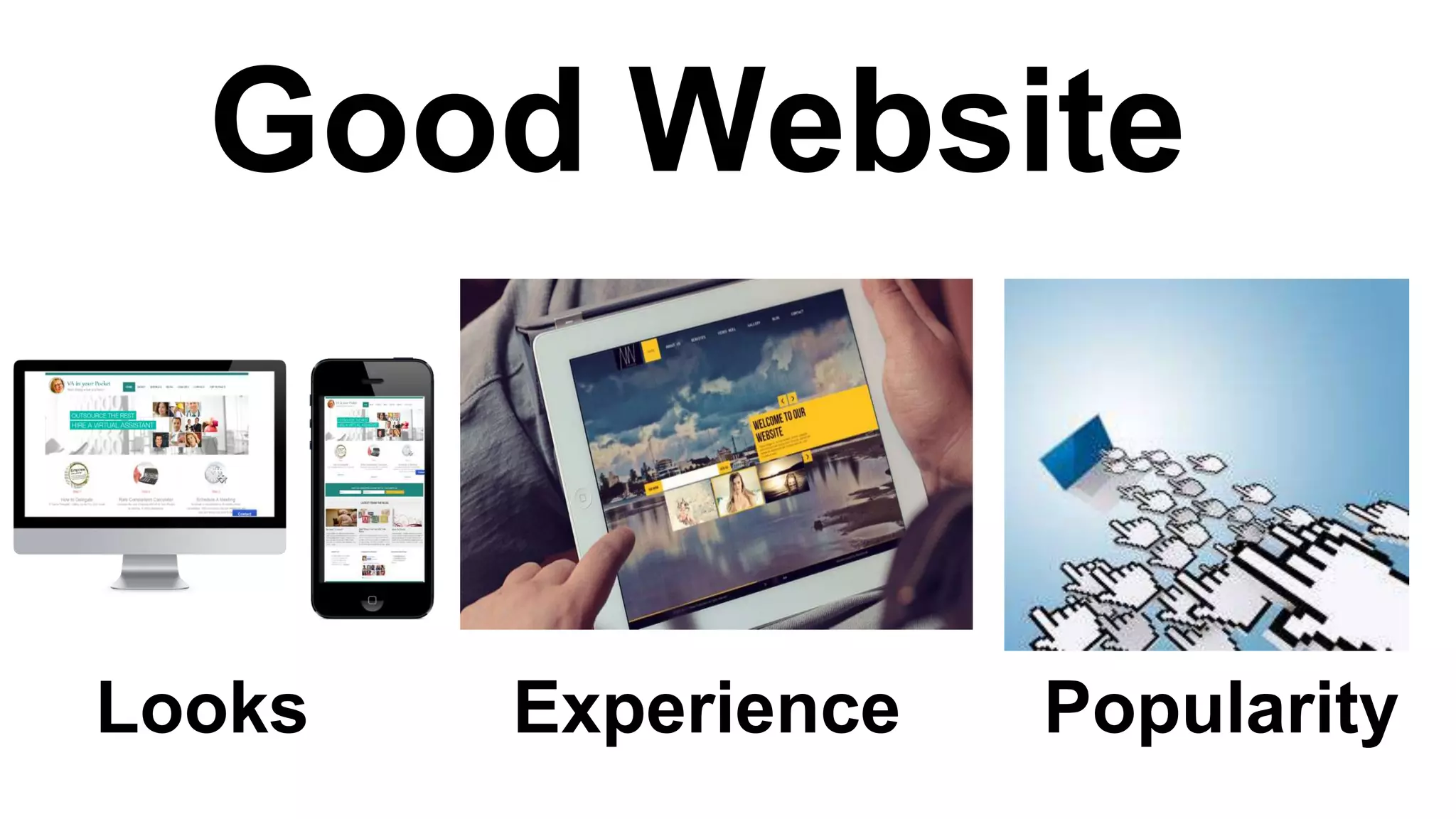 Good Website
Looks Experience Popularity
 